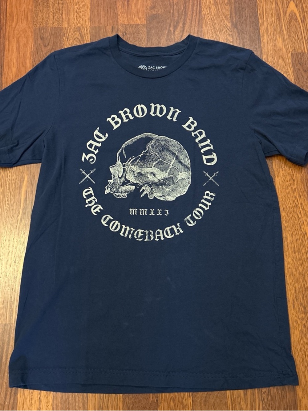 Zac Brown Band Skull Graphic Navy Concert Tshirt Size Large Designed